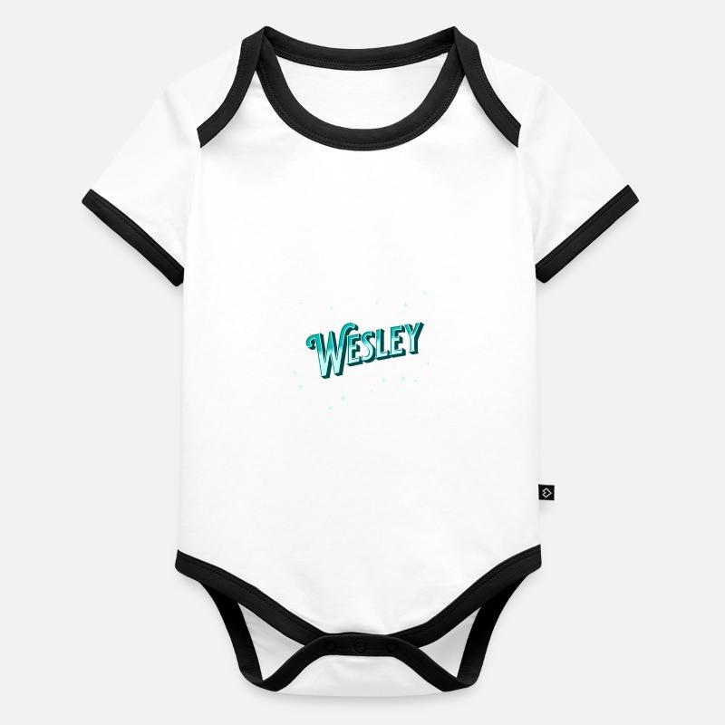 Wesley Namen personalisiert Baby Bio-Kurzarm-Kontrastbody