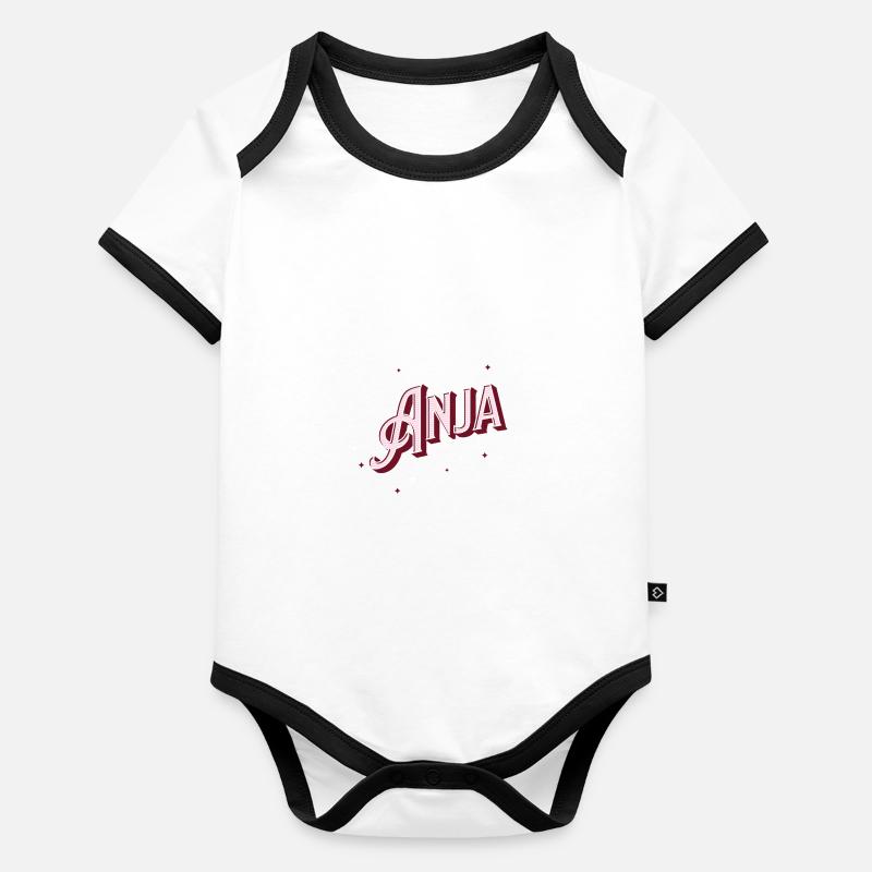 Anja name personalized Organic Baby Contrasting Bodysuit