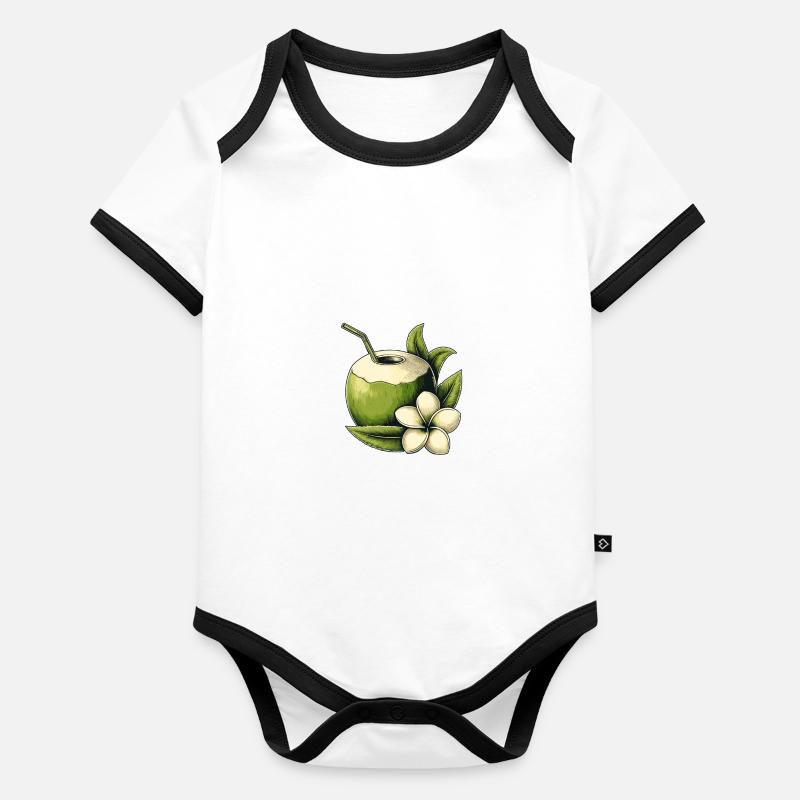 Frische Kokosnuss Baby Bio-Kurzarm-Kontrastbody