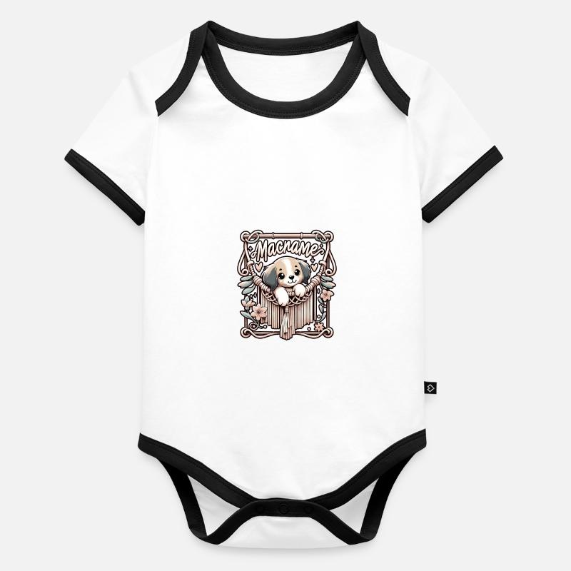 Funny Macrame Dog Artist Macrame Organic Baby Contrasting Bodysuit