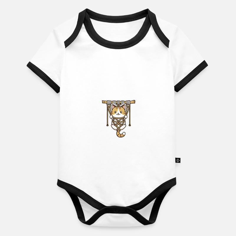 Funny Macrame Cat Artist Macrame Organic Baby Contrasting Bodysuit