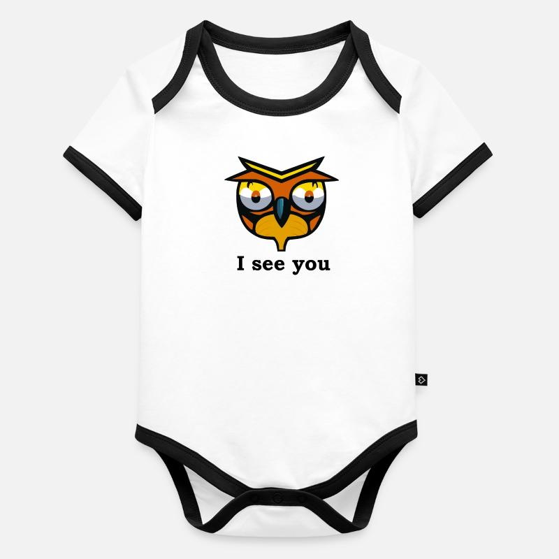 Observing owl Organic Baby Contrasting Bodysuit