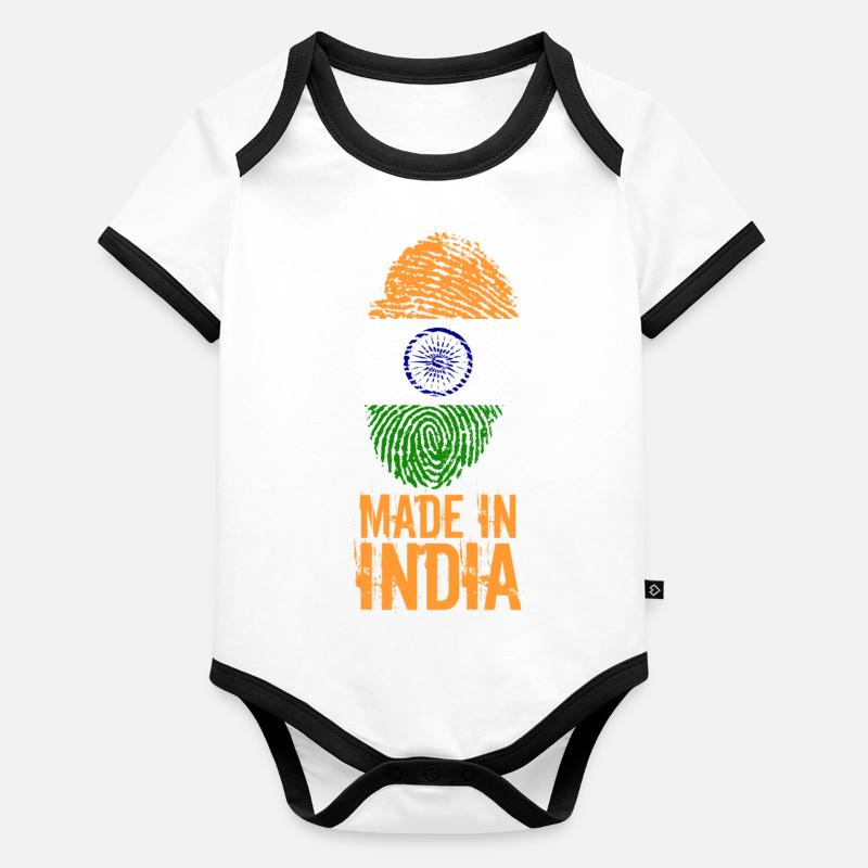 Fabriqué en Inde / Made in India Body Bébé bio contrasté manches courtes