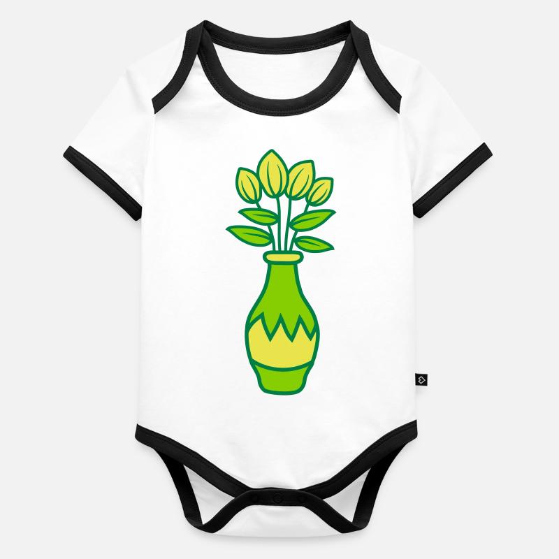 Belle tulipe Fleur Vase Design Body Bébé bio contrasté manches courtes