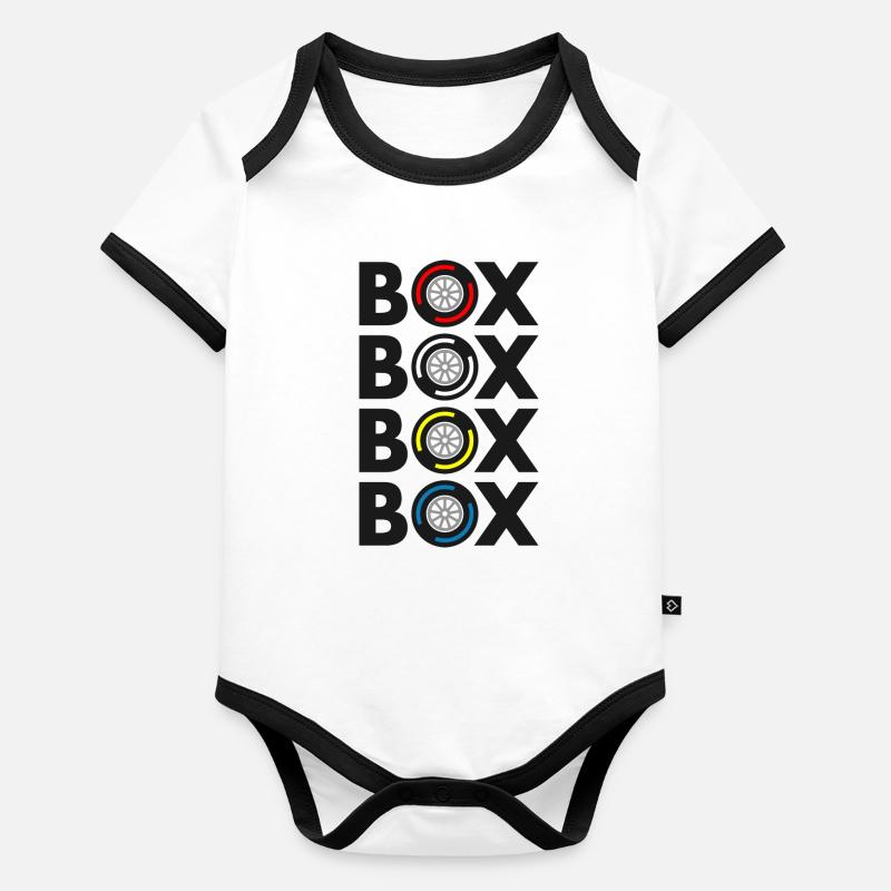 Box Box Box Box Grand Prix Tyres Compound Design Organic Baby Contrasting Bodysuit