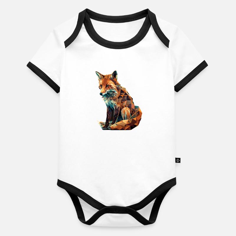 Renard de forme géométrique Body Bébé bio contrasté manches courtes