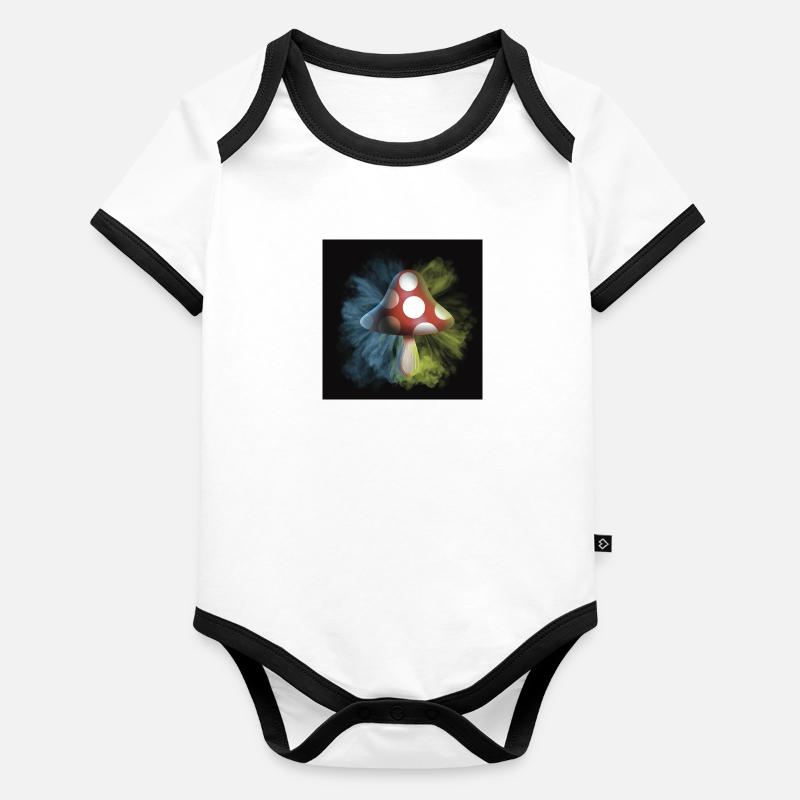 Champignon Body Bébé bio contrasté manches courtes