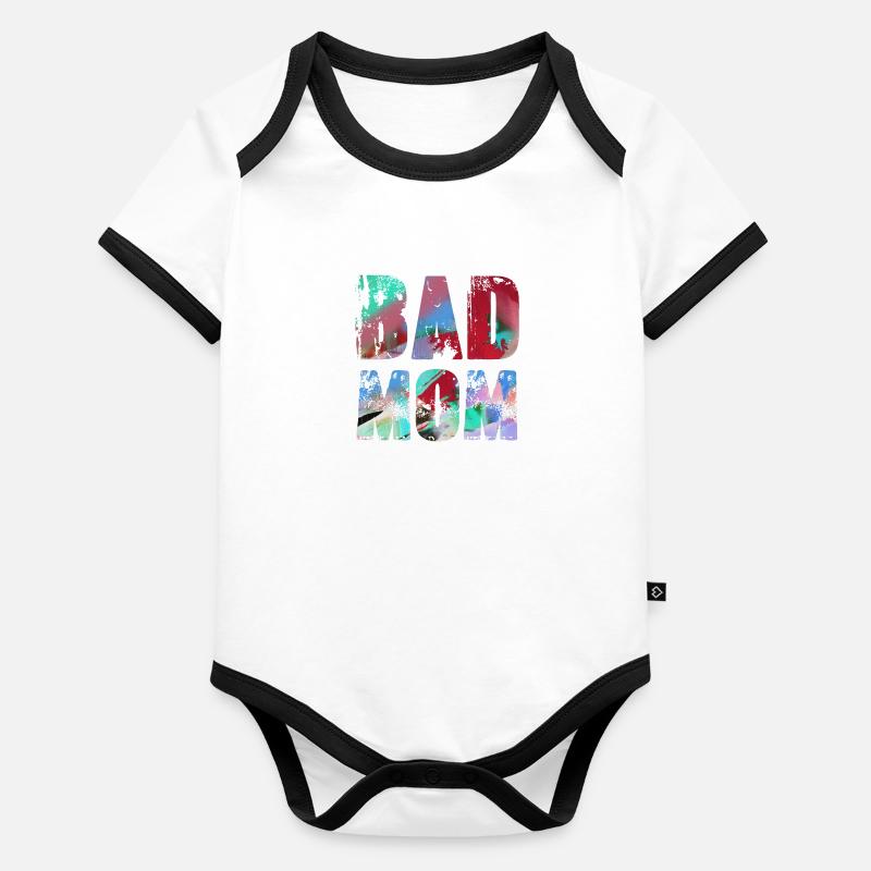bad mom,mom,graffiti,black,typo,font,colorful Organic Baby Contrasting Bodysuit