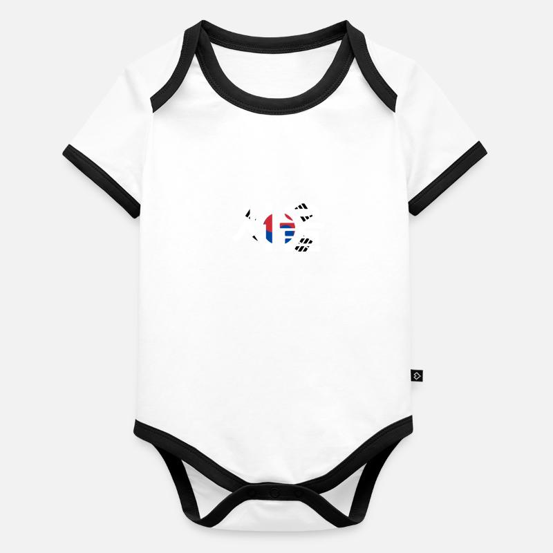 Séoul - drapeau coréen Hangul Body Bébé bio contrasté manches courtes