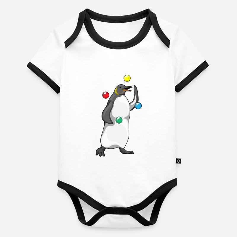 Penguin juggler juggling Organic Baby Contrasting Bodysuit