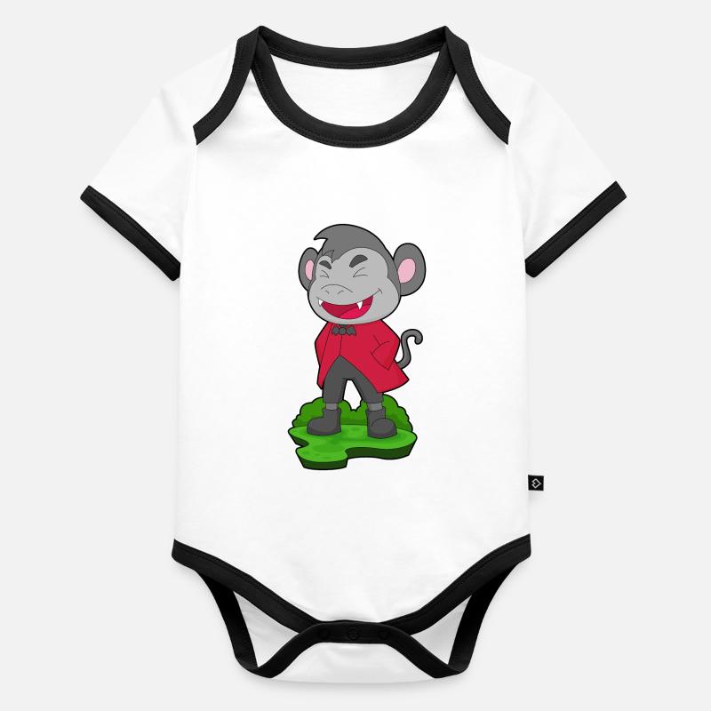 Affe Halloween Vampir Baby Bio-Kurzarm-Kontrastbody