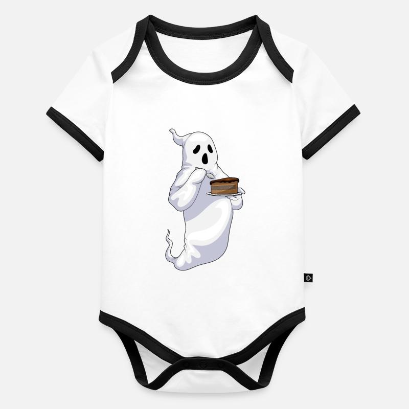 Ghost Halloween Cake Organic Baby Contrasting Bodysuit
