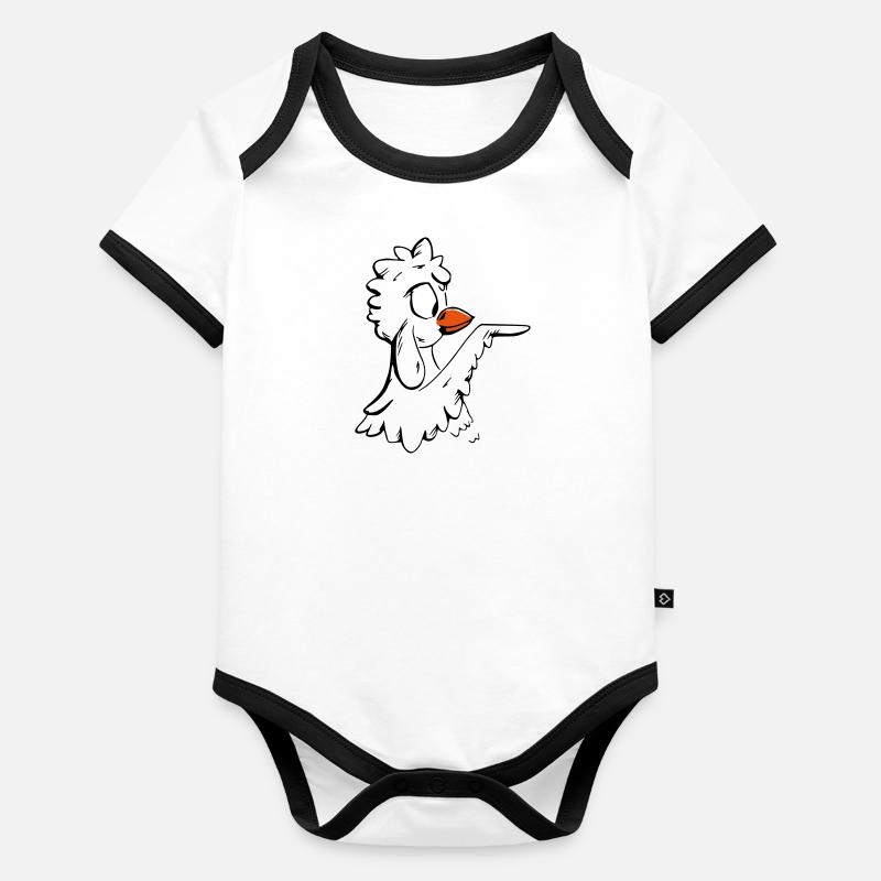 le poulet pointe à droite Body Bébé bio contrasté manches courtes