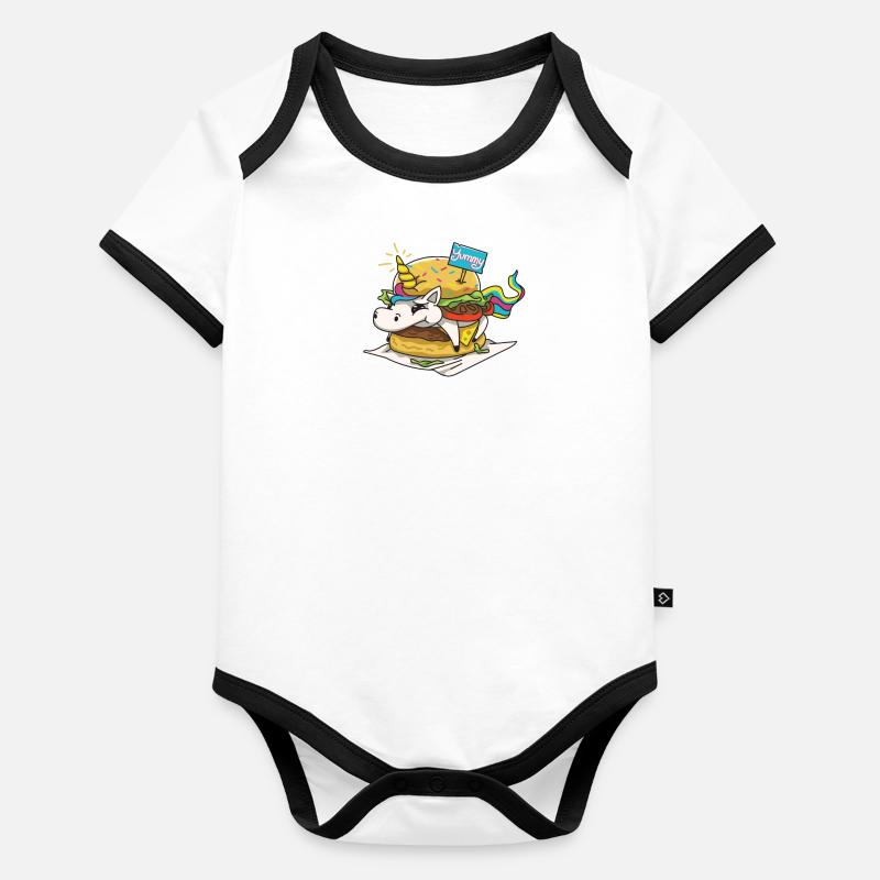 lustiger Burger Einhorn Tier Geschenk Baby Bio-Kurzarm-Kontrastbody