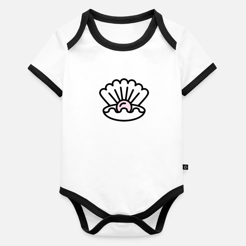 Coquillage avec perle idée cadeau Body Bébé bio contrasté manches courtes