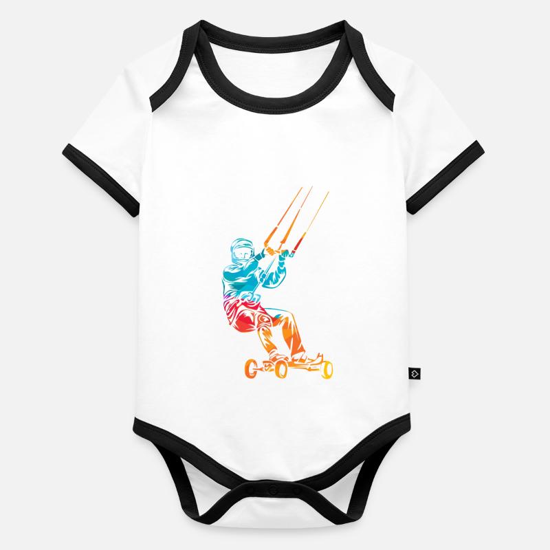 Kite landboarding Body Bébé bio contrasté manches courtes