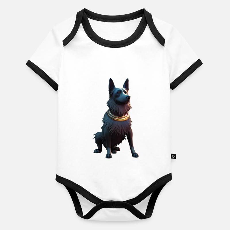 Schwarzer Schäferhund Hund Baby Bio-Kurzarm-Kontrastbody