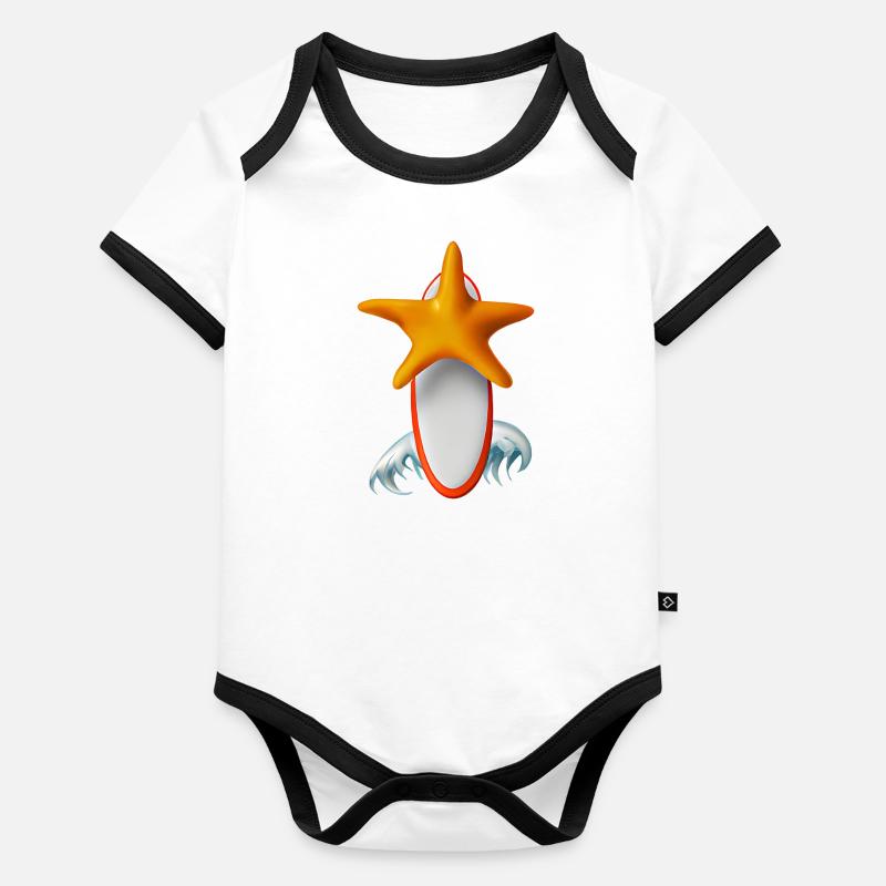 Starfish Surfboard Organic Baby Contrasting Bodysuit