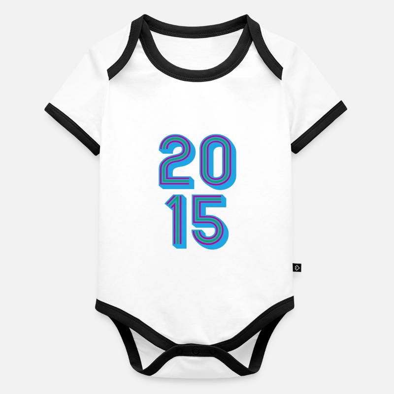 2015 Année de naissance | Couleurs changeantes Body Bébé bio contrasté manches courtes