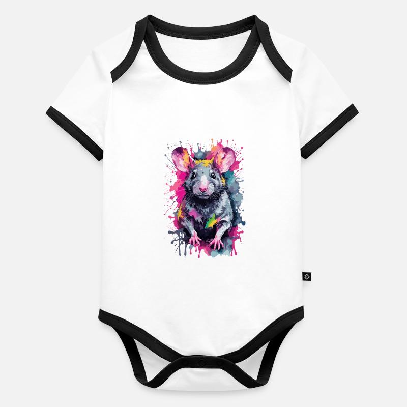 Rat Cool Cool Dans Un Design Coloré Et Cool Body Bébé bio contrasté manches courtes