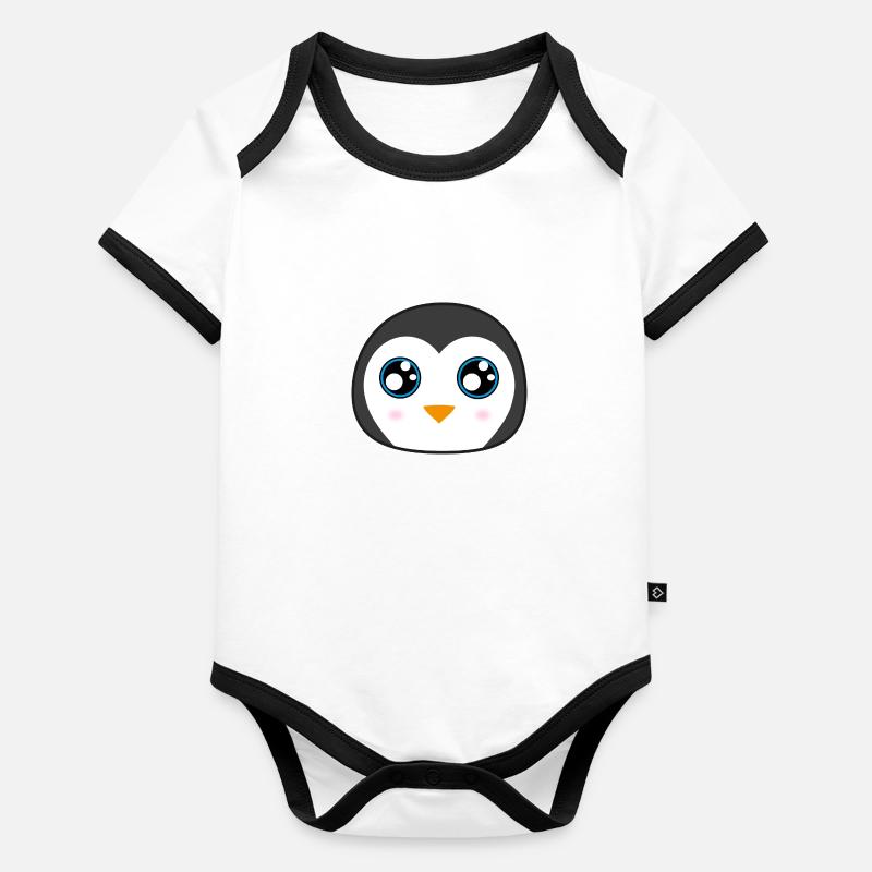 Süßes Baby Pinguin mit großen Augen Baby Bio-Kurzarm-Kontrastbody
