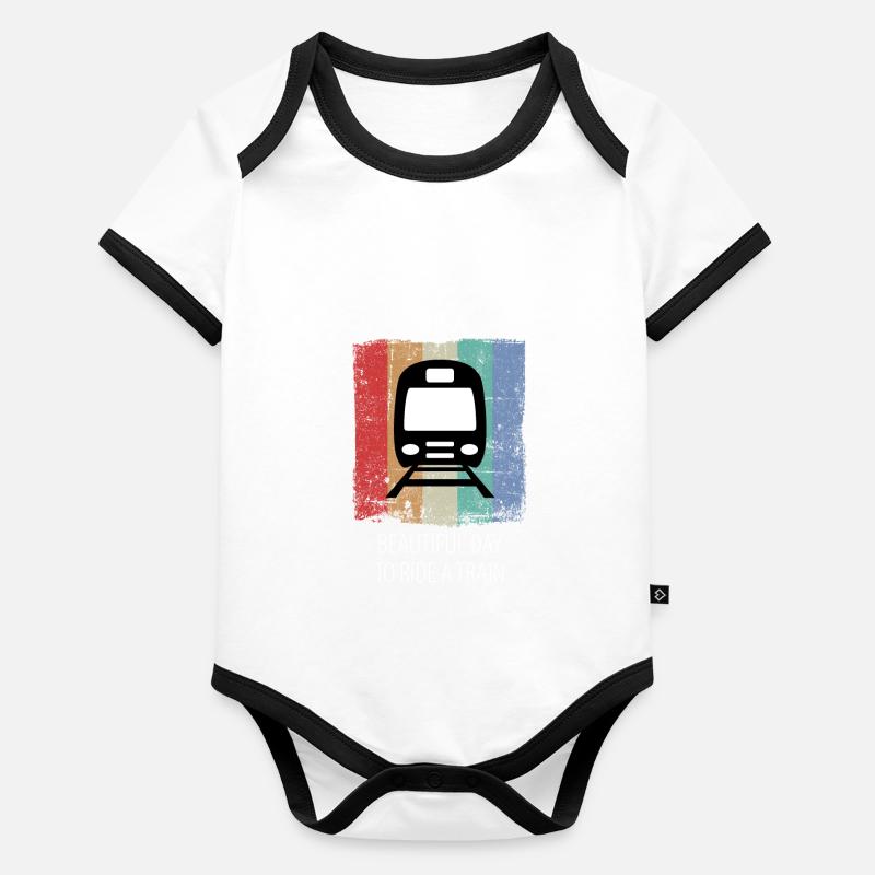 Train Railway Railroad Worker Trains Train Driver Organic Baby Contrasting Bodysuit