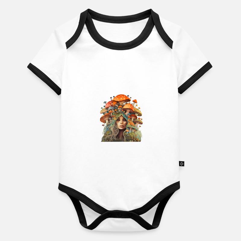 Mère des champignons - Terre Mère Body Bébé bio contrasté manches courtes