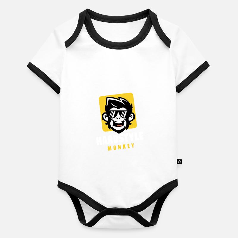 Singe Hardstyle Body Bébé bio contrasté manches courtes