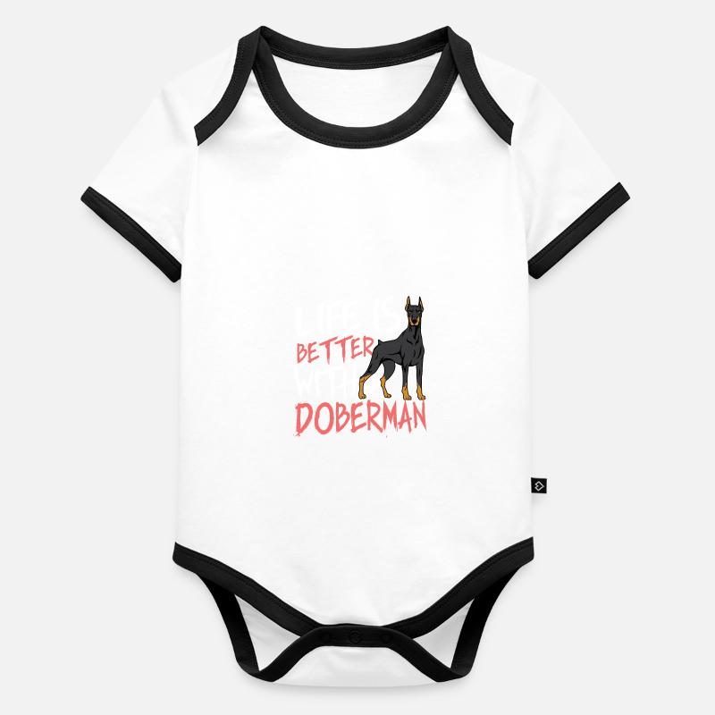 Besser mit Dobermann Hund Elternteil. Geschenk Baby Bio-Kurzarm-Kontrastbody