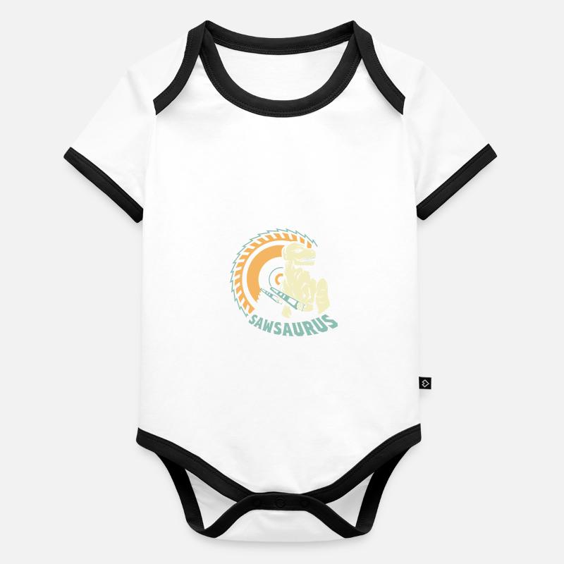 Cadeau Sawbsaurus Builder Body Bébé bio contrasté manches courtes
