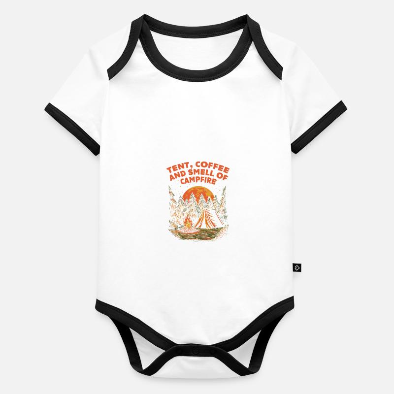 Tent coffee and campfire smell Camping Hiking Ca Organic Baby Contrasting Bodysuit