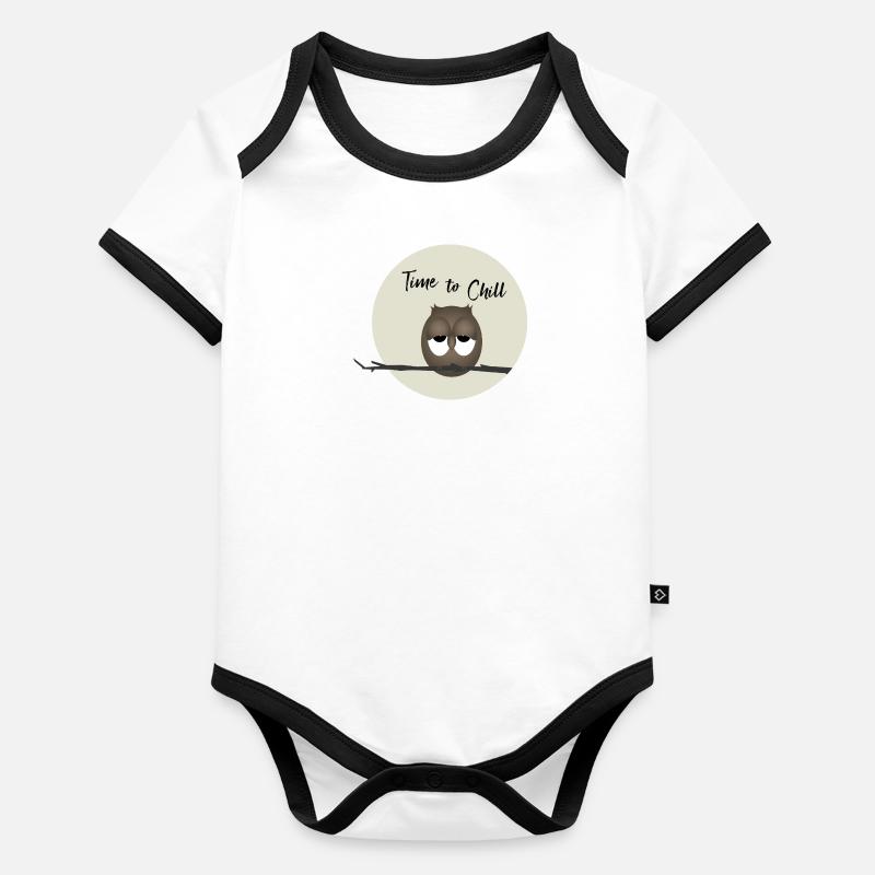 Eule - Zeit zum Entspannen Baby Bio-Kurzarm-Kontrastbody