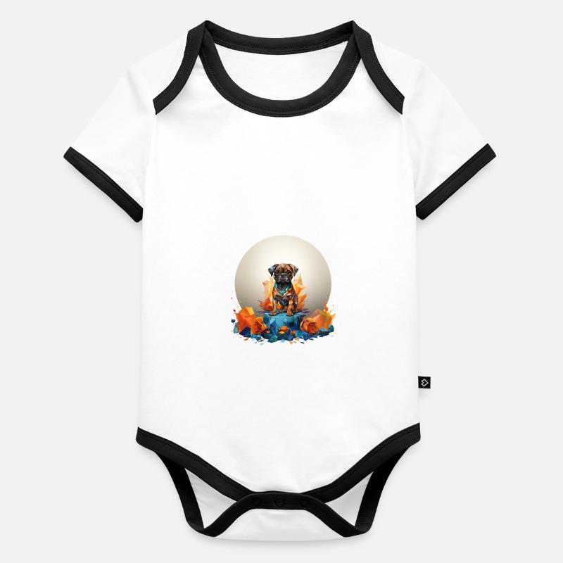 Pug Portrait Organic Baby Contrasting Bodysuit