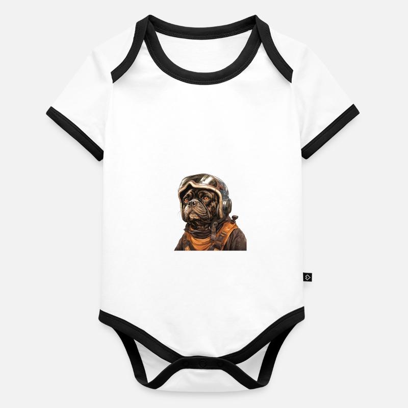 Mops Pilot Baby Bio-Kurzarm-Kontrastbody