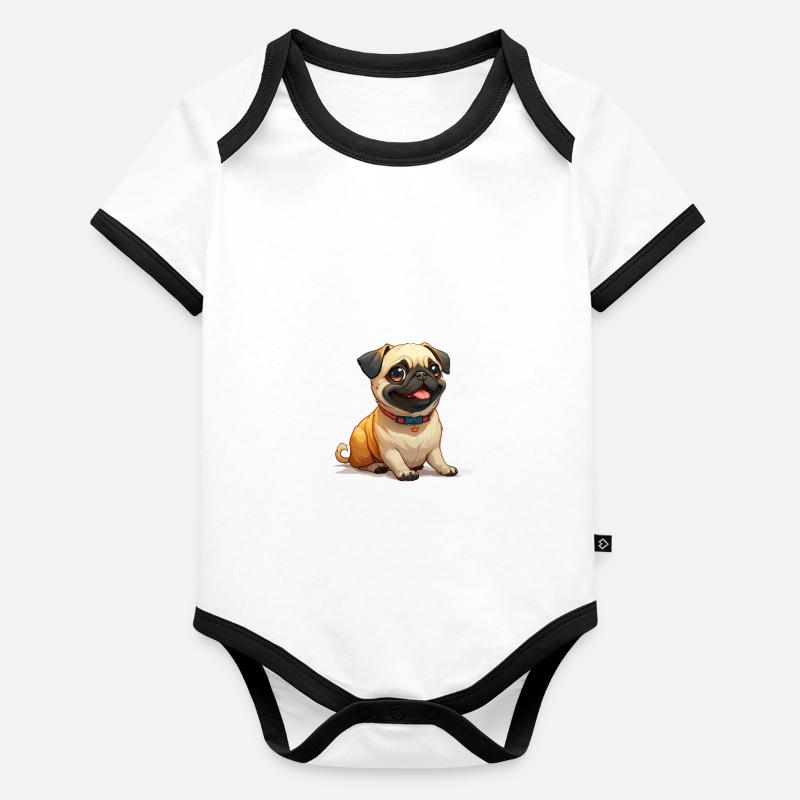 Niedlicher kleiner Mops Baby Bio-Kurzarm-Kontrastbody