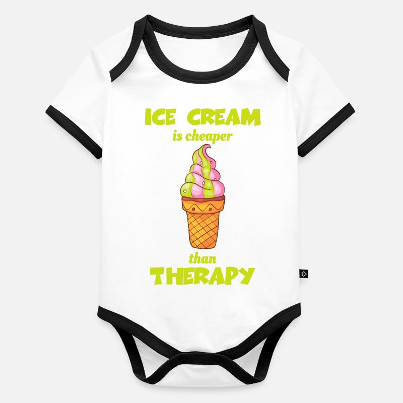 Crème glacée crème glacée crème glacée boule de glace crème glacée Body Bébé bio contrasté manches courtes