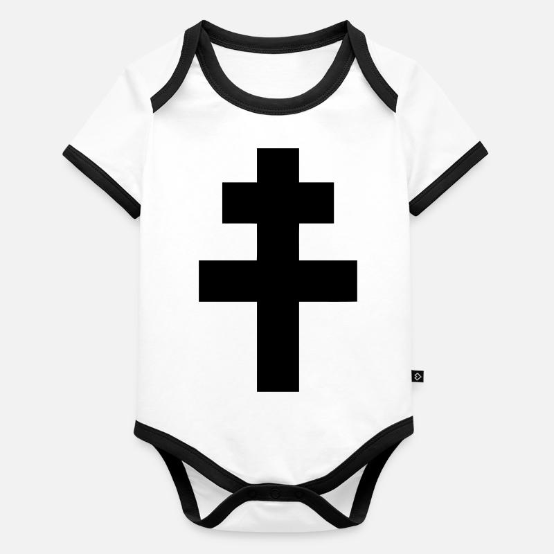 Croix de Lorraine Body Bébé bio contrasté manches courtes