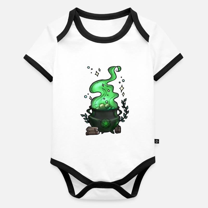 Chaudron de sorcière original Body Bébé bio contrasté manches courtes
