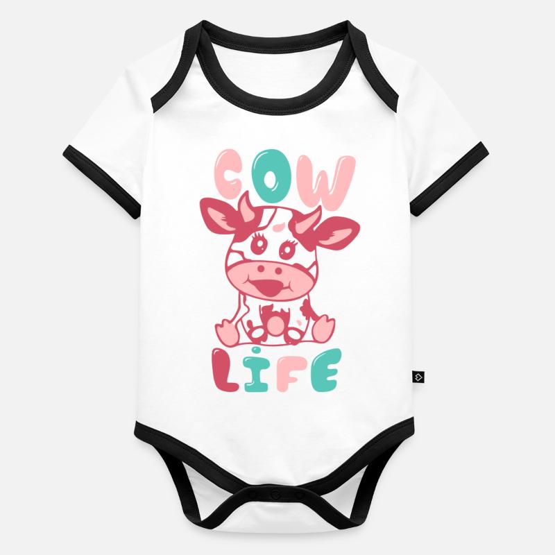Vie de vache Body Bébé bio contrasté manches courtes