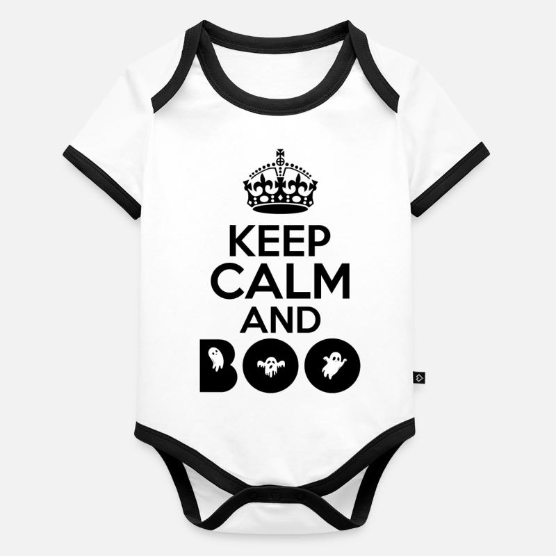 keep calm and boo halloween themed design Organic Baby Contrasting Bodysuit
