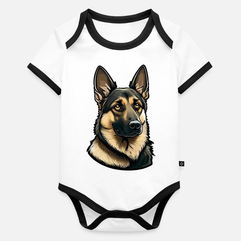 German Shepherd Organic Baby Contrasting Bodysuit