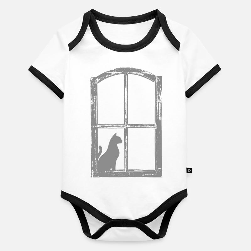 Cat Organic Baby Contrasting Bodysuit