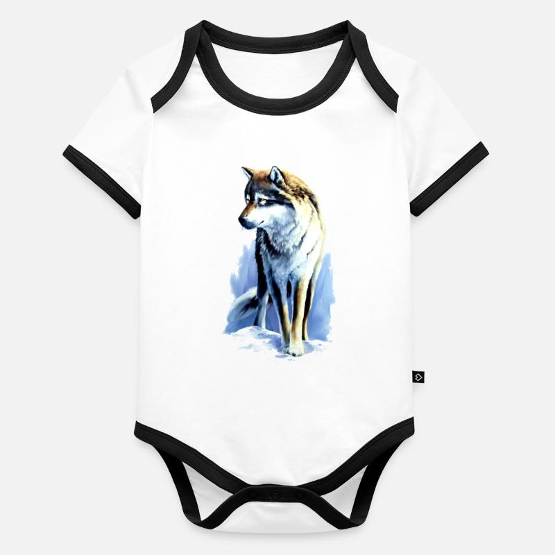 Leitwolf1 Body Bébé bio contrasté manches courtes
