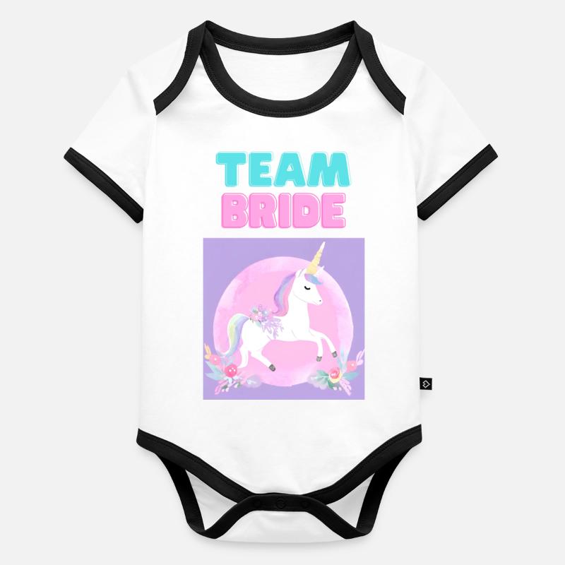 TEAM Bride - Hen Party Organic Baby Contrasting Bodysuit