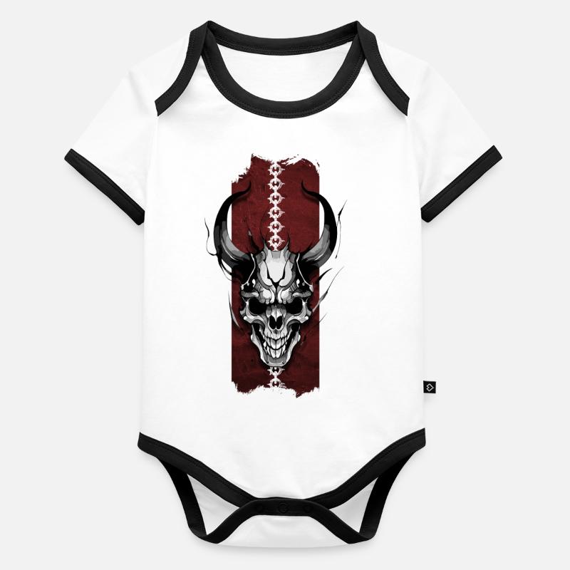 Daemon's Grasp: Sinister Skull Organic Baby Contrasting Bodysuit