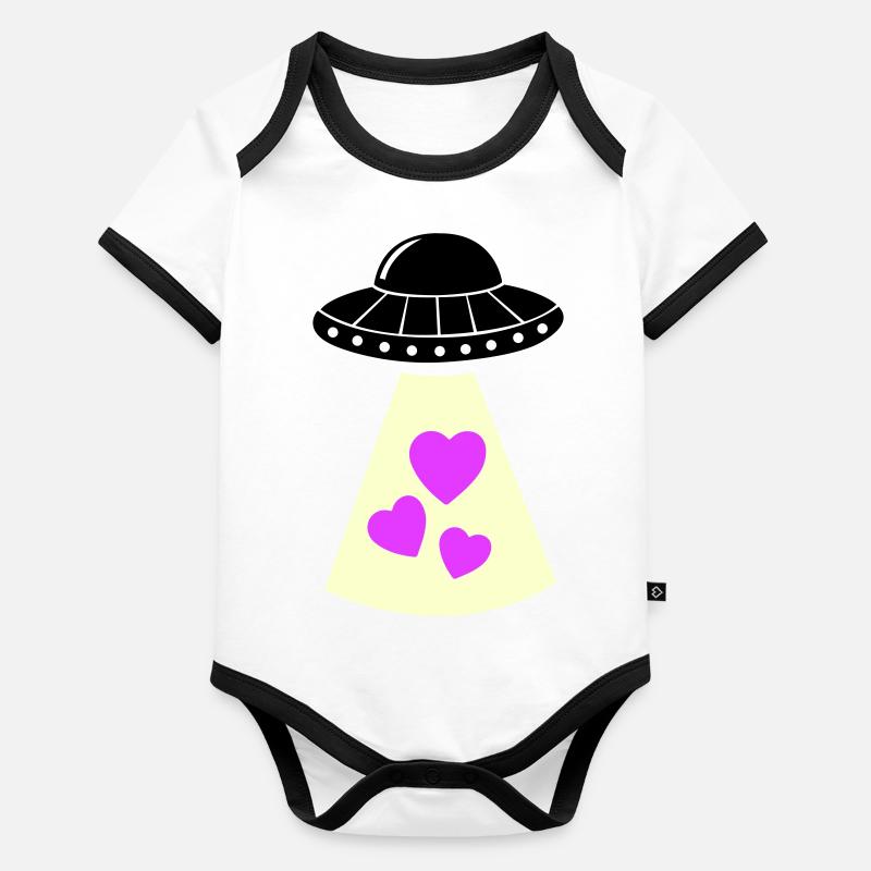UFO Heart Organic Baby Contrasting Bodysuit