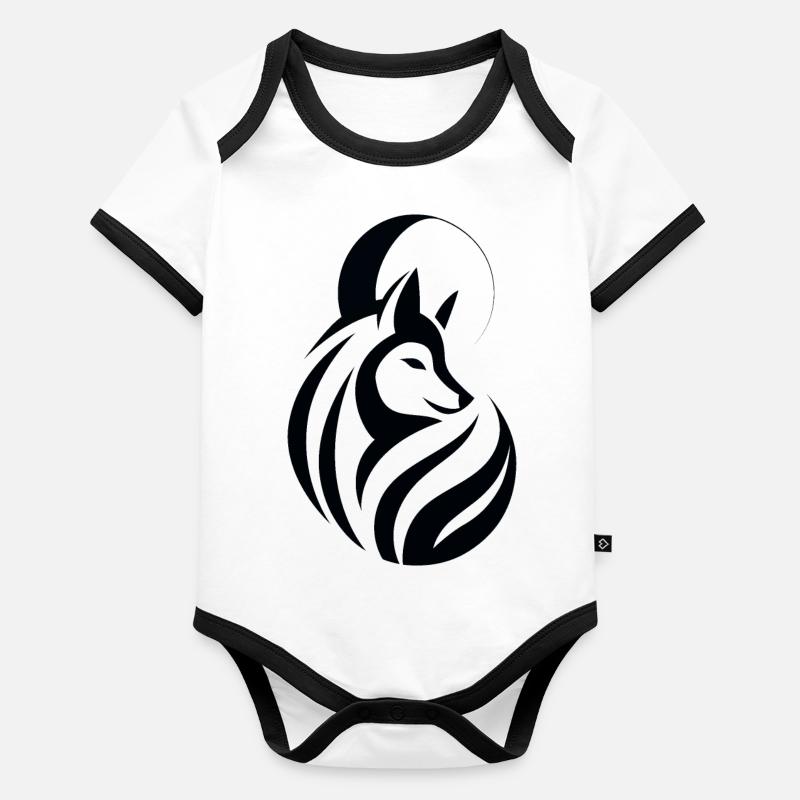 Tribal du loup Body Bébé bio contrasté manches courtes