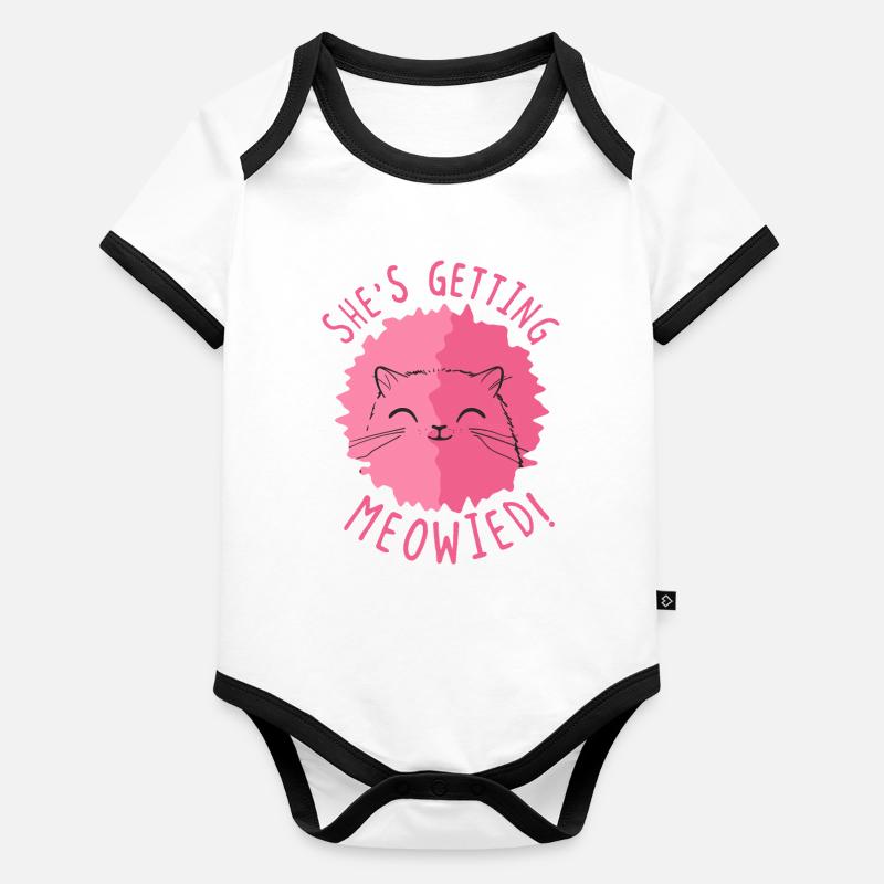 She’s getting Meowied ! Chat mariage mariée Body Bébé bio contrasté manches courtes