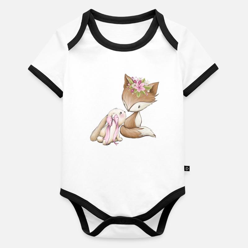 Fuchs & Hasen Mädchen - Baby Bio-Kurzarm-Kontrastbody - undefined