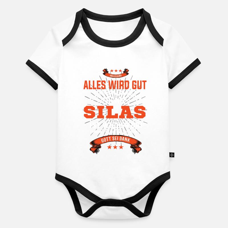 alles wird gut denn Silas Ist da T-Shirt Baby Bio-Kurzarm-Kontrastbody